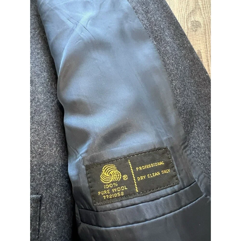 Vintage Beckwith Custom 3pc Suit Mens Charcoal Grey Wool Flannel, L 42R 34”x32”